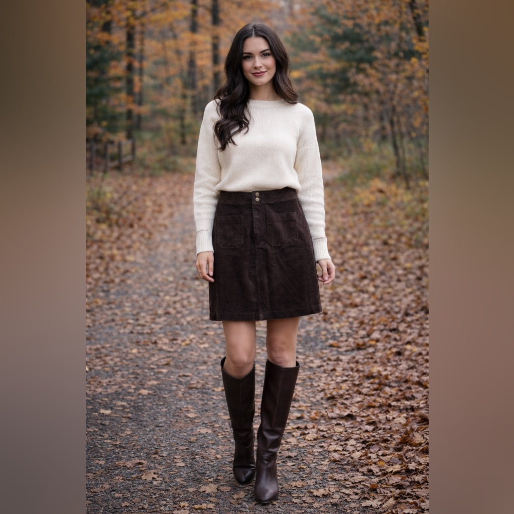Loft Brown Corduroy Skirt With Pockets